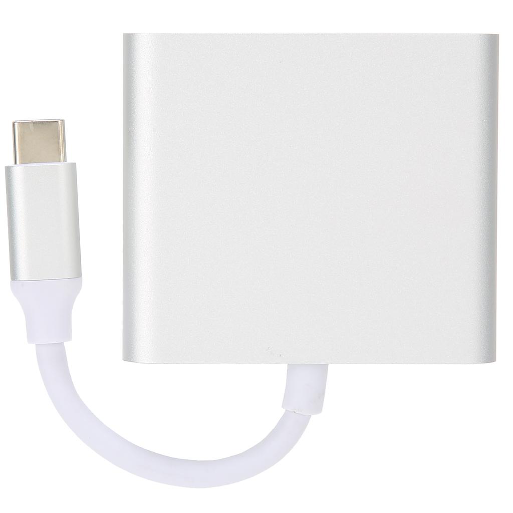 4K 3 In 1 TypeC Docking Station TypeC To HDMI Compatible USB PD MultiPort Adapter(Silver )