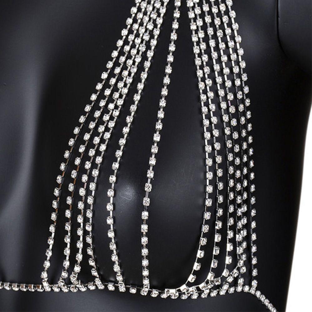 Сетчатая одежда для вечеринок Женская сексуальная Стразы Стильные Хрустальные Украшения Украшения для бюстгальтера Нижнее белье Бикини Цепочка