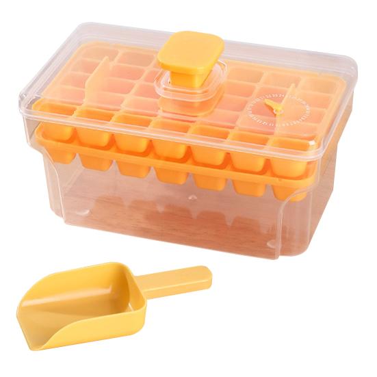 Форма для кубиков льда с крышкой. Лотки для кубиков льда для морозильной камеры. Дизайн верхней кнопки. Многоразовая форма с лопаткой для льда для виски, коктейля, кофе, кухни. Дома.