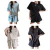 Women's Casual Two-Piece Shorts Set Loose Short Sleeve T-shirts Elastic Waist Shorts Sets with Pockets Summer Lounge Outfit