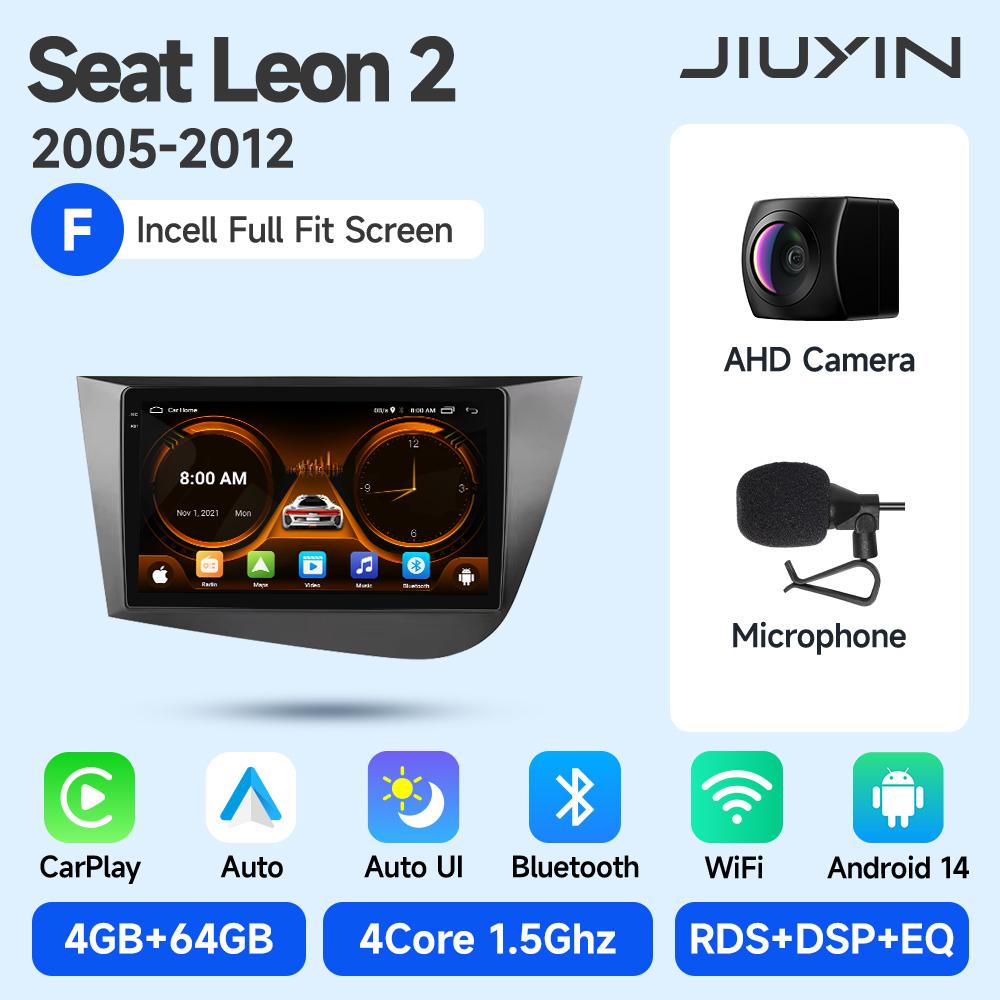 JIUYIN AI Voice Car Radio For Seat Leon 2 MK2 2005 - 2012 4G Multimedia GPS 2din Stereo Wireless CarPlay Android Auto Navi