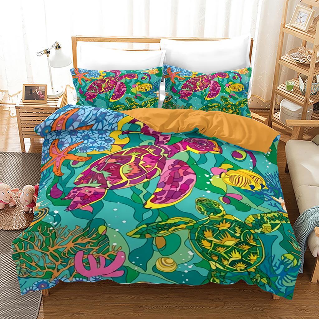 Пододеяльники Океан Синяя морская черепаха Комплект пододеяльника Морской комплект постельного белья для детей мальчиков девочек Морской ловец снов Животное Спальня