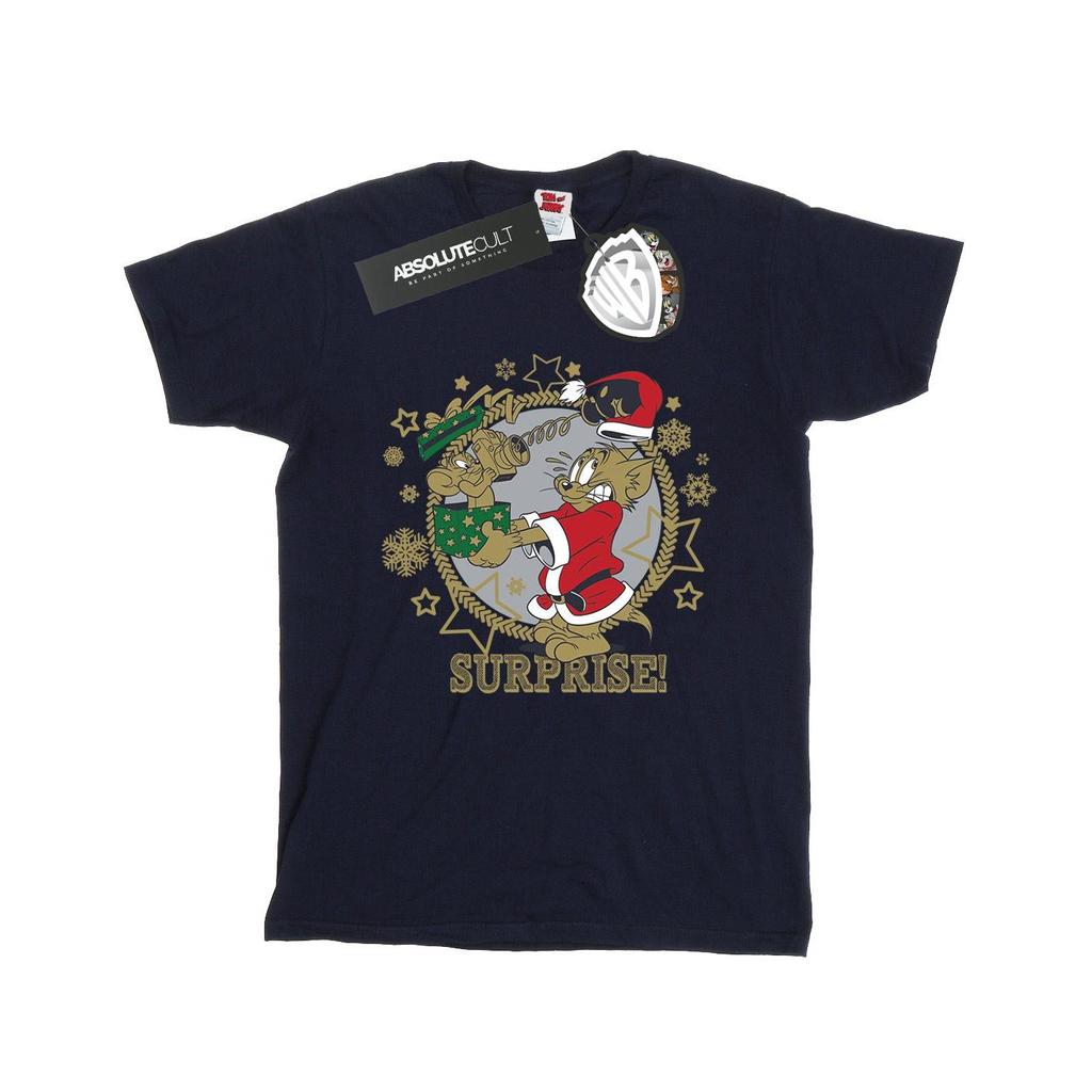 Tom And Jerry Womens/Ladies Christmas Surprise Cotton Boyfriend T-Shirt