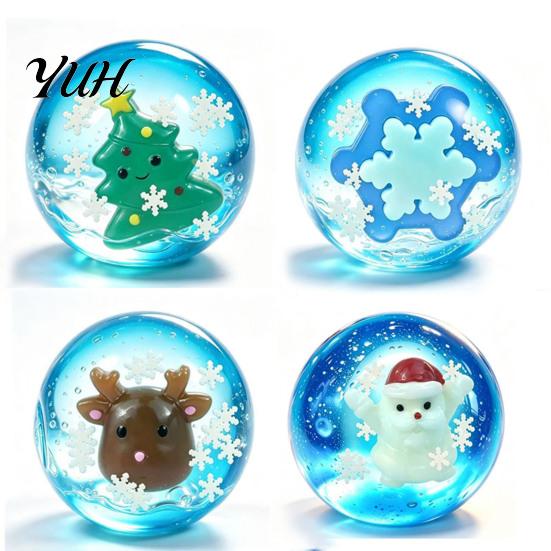 Squeeze Ball Sensory Toy Christmas Clear Stress Toy, Anxiety Relief with Santa Reindeer Desktop Fidget Toys Tree Snowflake Figure, Soft Party