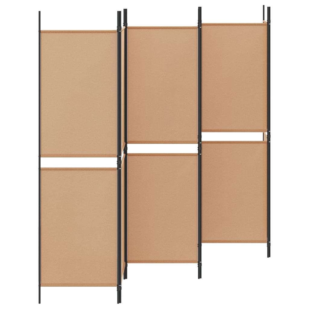6 Panel Room Divider Beige 300 x 180 cm Fabric
