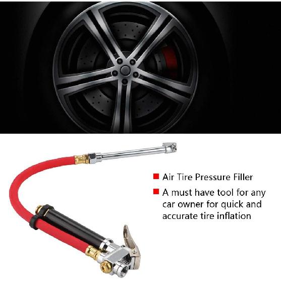 Air Gauge Tire Filler,Compressed Air Filler Gauge Handheld Car Air Tire Pressure Filler Fill Inflator Gauge Dual Chuck Air Compressor Hose Tool
