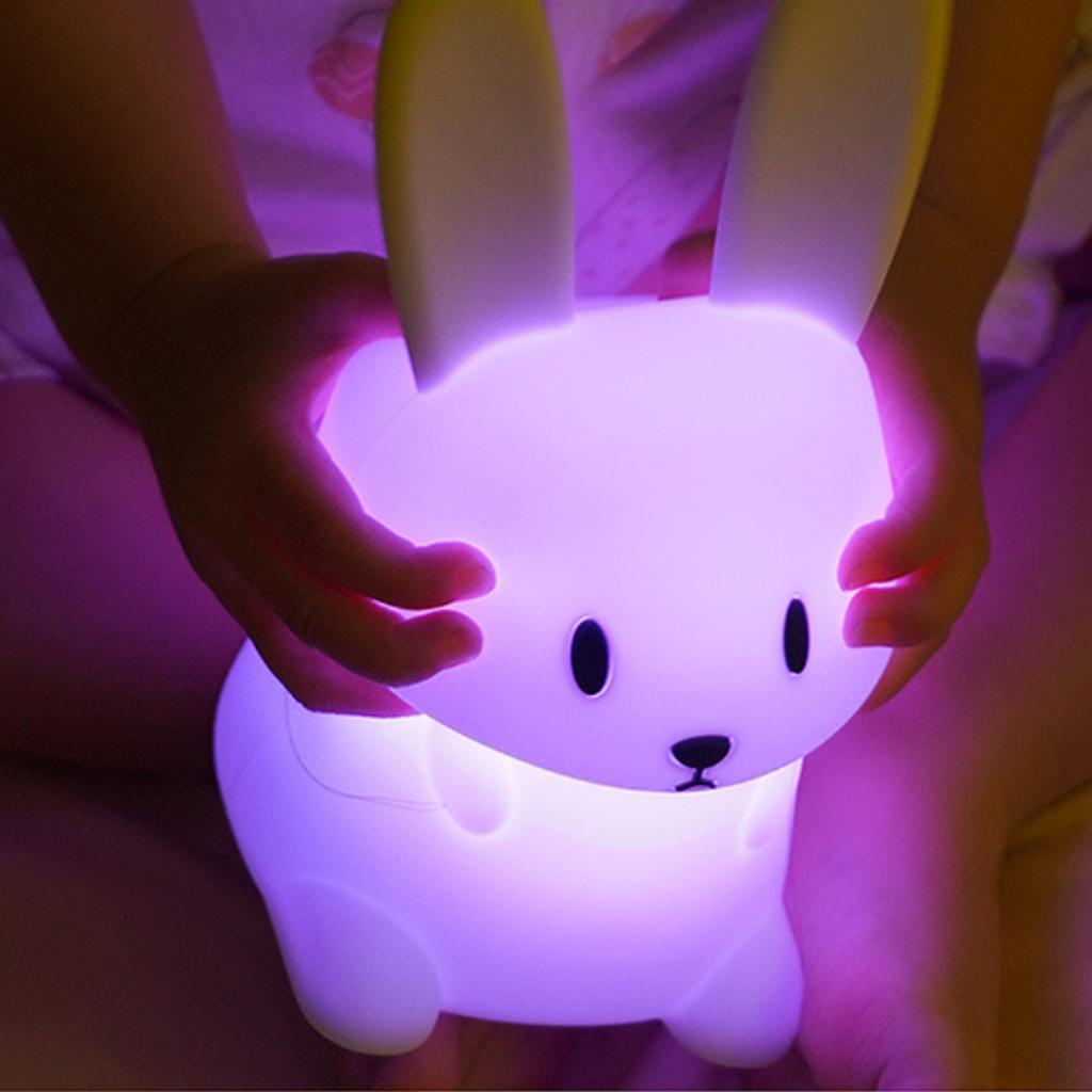 Cute LED Night Light Silicone Rabbit Touch Sensor Lamp Animal Light Bedroom Decor Gift for Kid Baby Child Table Lamp Home