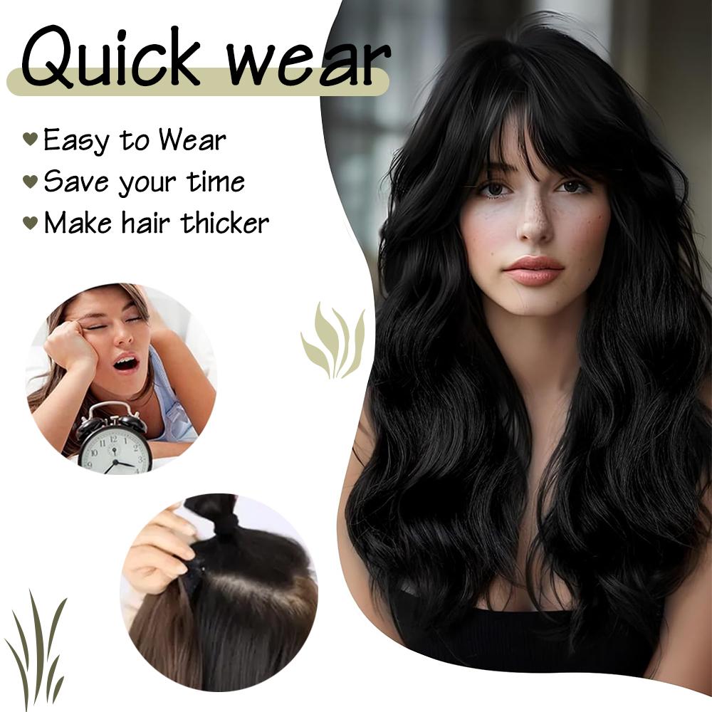 Synthetic Wavy Clip In Hair Extensions Clip In Hair Extensions For Women Full Head Thick Soft Clip In Hairpieces Daily Party