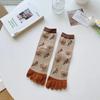 2 Pairs Five Finger Women Animals Cartoon Print Japanese Cute Socks Casual Plaid Floral Vintage Female Sock
