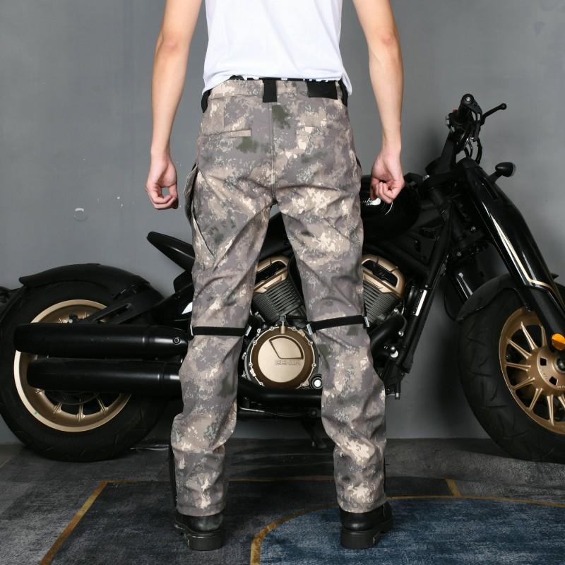 Motorcycle Crash Protection Pants Waterproof Windproof Breathable High-Waist Camo Riding Trousers With Silicone Padding