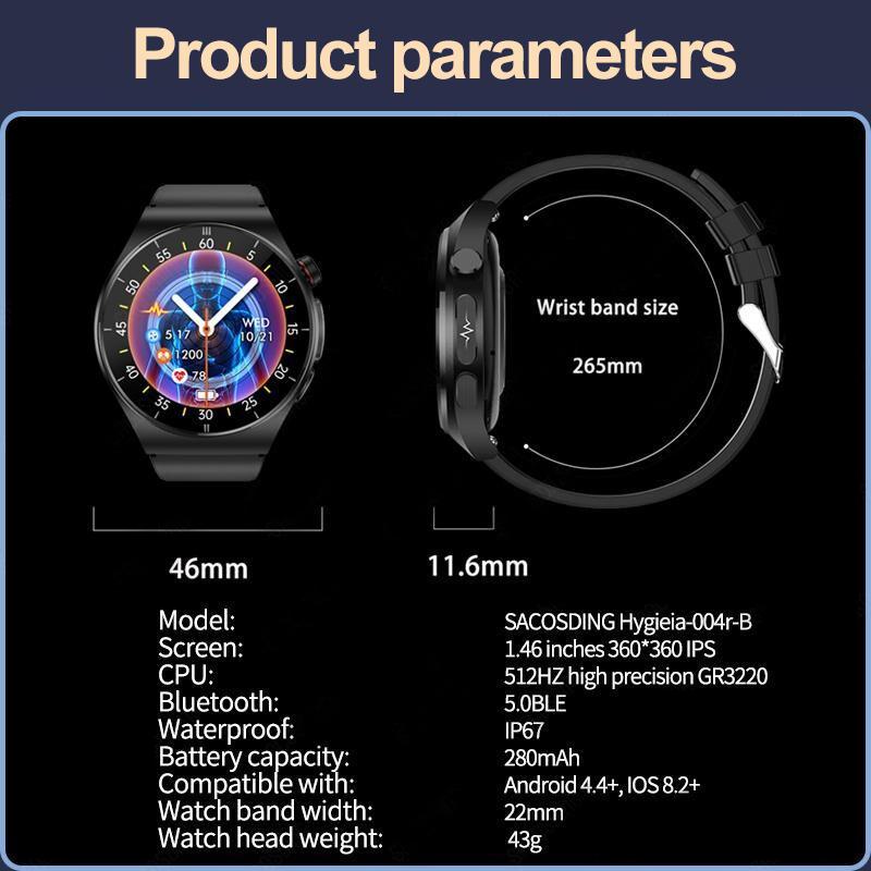 2024 Новые умные часы для мужчин ЭКГ + ППГ + ВСР Bluetooth Звонок Голосовое управление Часы артериального давления Кислород в крови Трекер здоровья SmartWatch