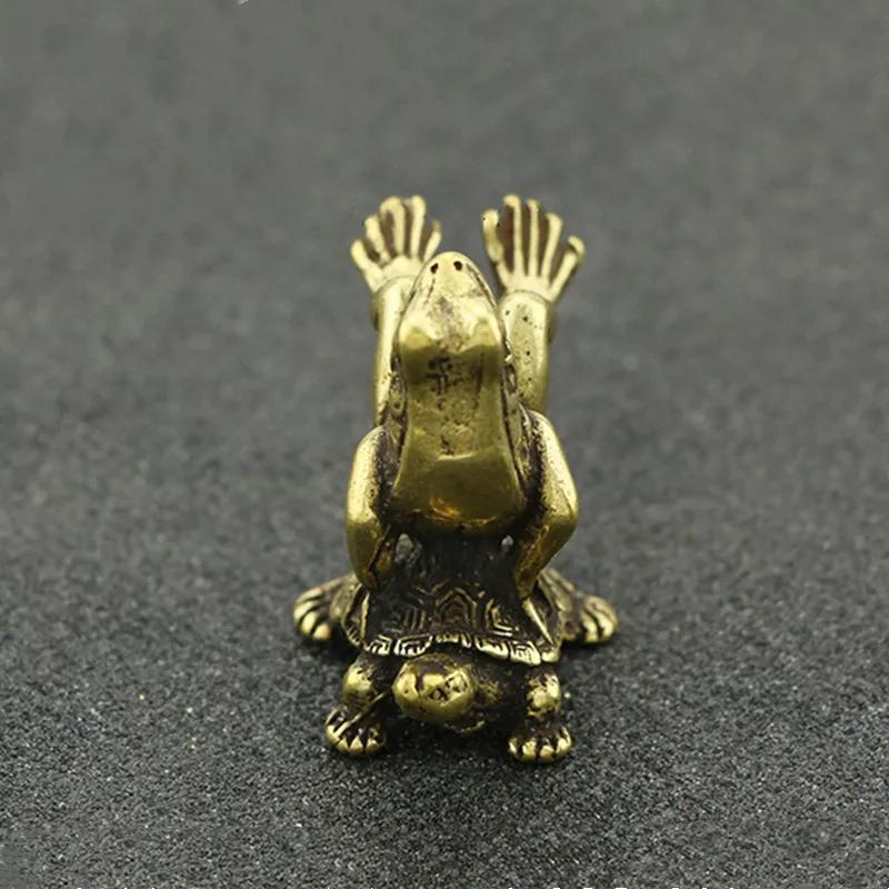 1pc Home Decoration Antique Play Brass Tortoise Frog Miniature Statue Decoration Desk Decoration Bronze Sculpture