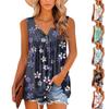 Женская мода с цветочным принтом плиссированная повседневная футболка без рукавов жилет на пуговицах
