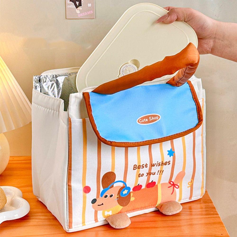 Cute Insulated Tote Bag Dachshund Food Thermal Handbag Practical Picnic Travel Storage Bags Kids