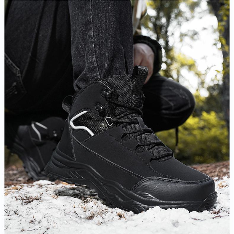 Мужские зимние бархатные ботинки для снега, повседневные теплые хлопковые ботинки на шнуровке из искусственной кожи, большие высокие толстые нескользящие водонепроницаемые ботинки 39-48