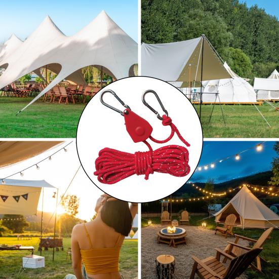 Вешалка для веревки с навесом для кемпинга Высокопрочная ветрозащитная веревка Регулируемая свободная конструкция Вешалка с зажимом для ветровой веревки с карабином для освещения палатки