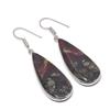 Natural Dragon Blood Gemstone Handmade 925 Sterling Silver Earring 2.17" K3f40