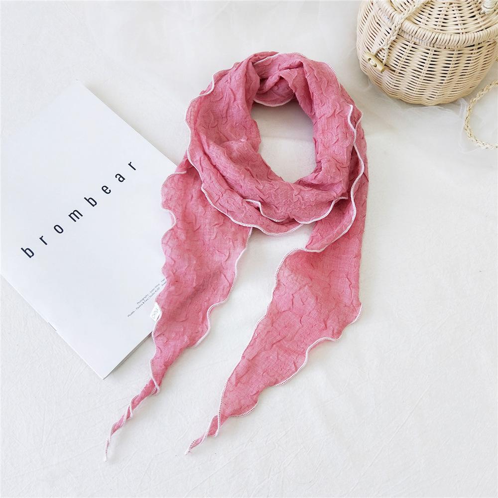 Новый однотонный шарф для женщин на весну и осень, универсальный ремешок на запястье, повязка на голову, модное украшение, защита шеи для студентов, небольшой шарф