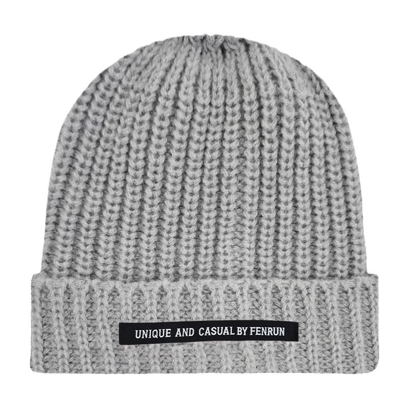 Casual Unique And By Fenrun Letter Print Knitted Hat Thick Striped Cap Warm