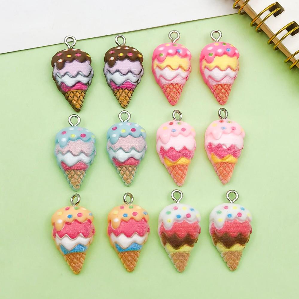 12-цветные подвески в виде рожков для мороженого из смолы для самостоятельного изготовления украшений