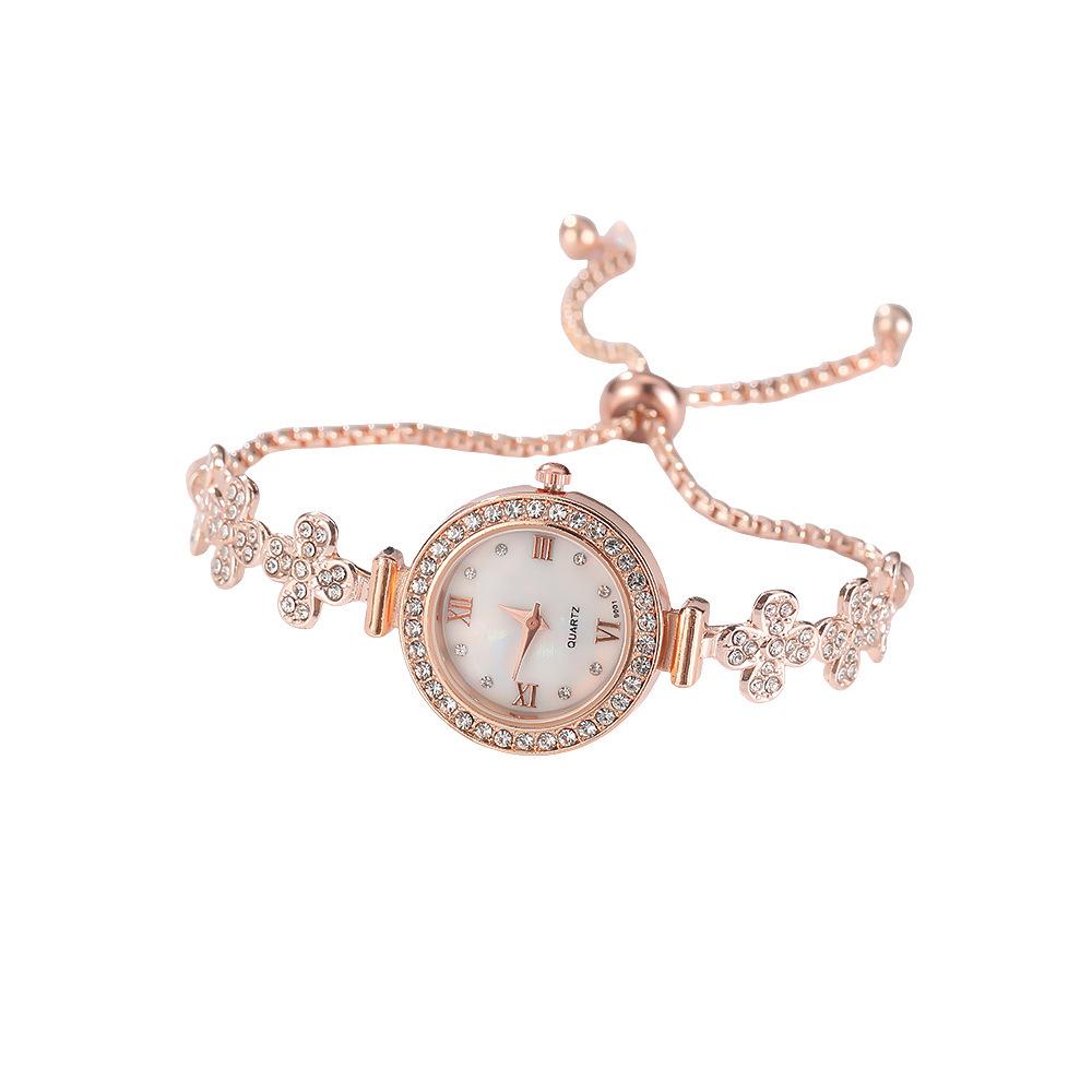 Women's Adjustable Floral Diamond-Set Wrap-Around Watch