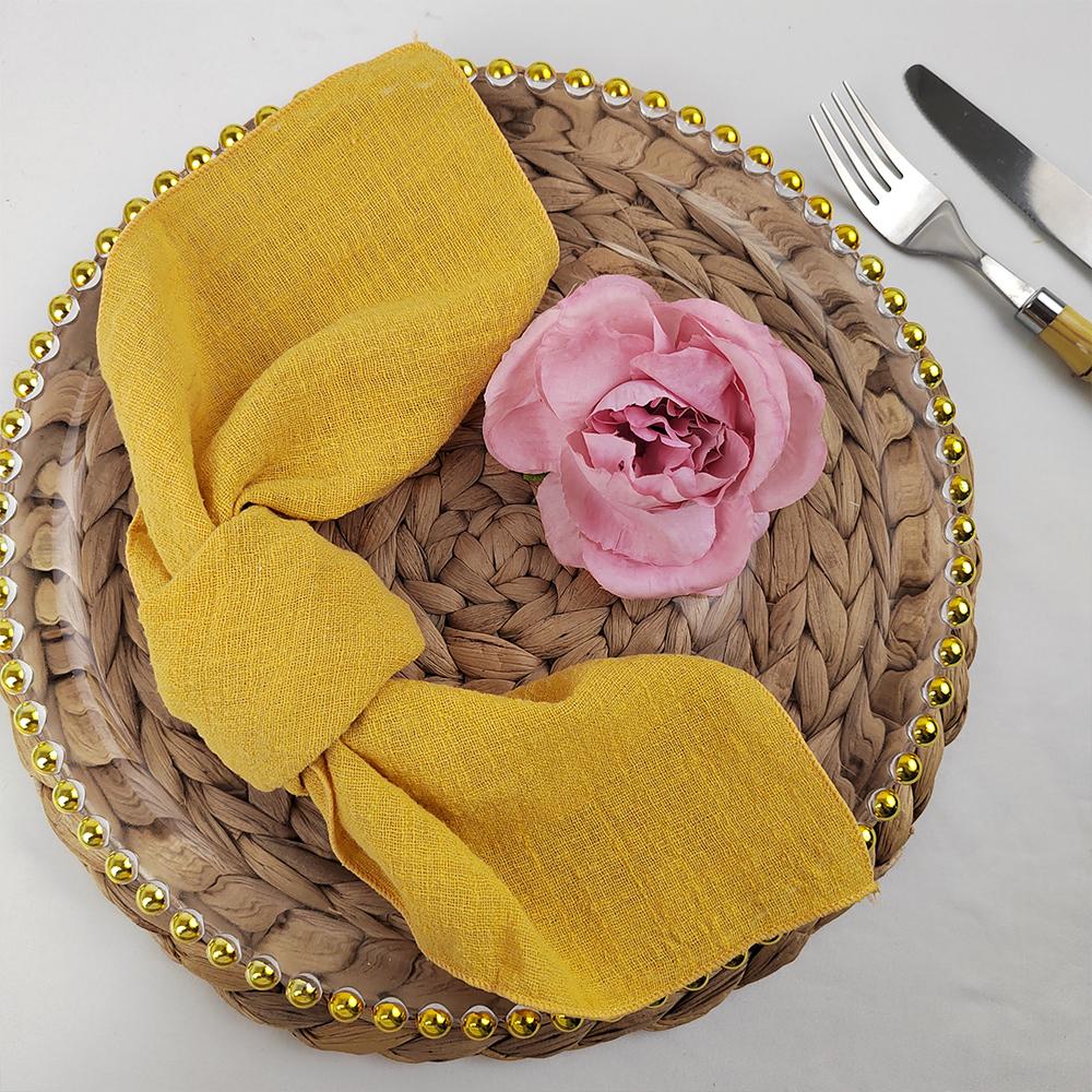 Set of 50 Gauze Cloth Napkins 40x40cm Sewn Edge 100% Cotton Fabric Crepe For Dinner Home Party Wedding Napkins Event Designing