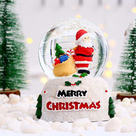 Christmas Snow Globe with Colorful Lighting Lovely Shape Desktop Decor Santa Claus Snowman Glass Ball Ornament Children Gift