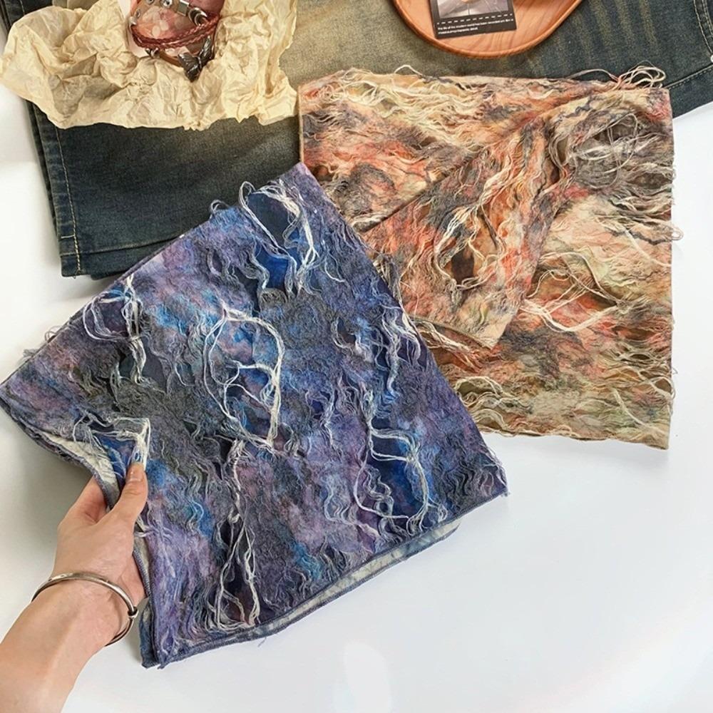 Панк Тай-дай Повязка для волос Y2K Потертый Рваный Топ-труба Стиль Пустоши Шарф для волос Уличная одежда