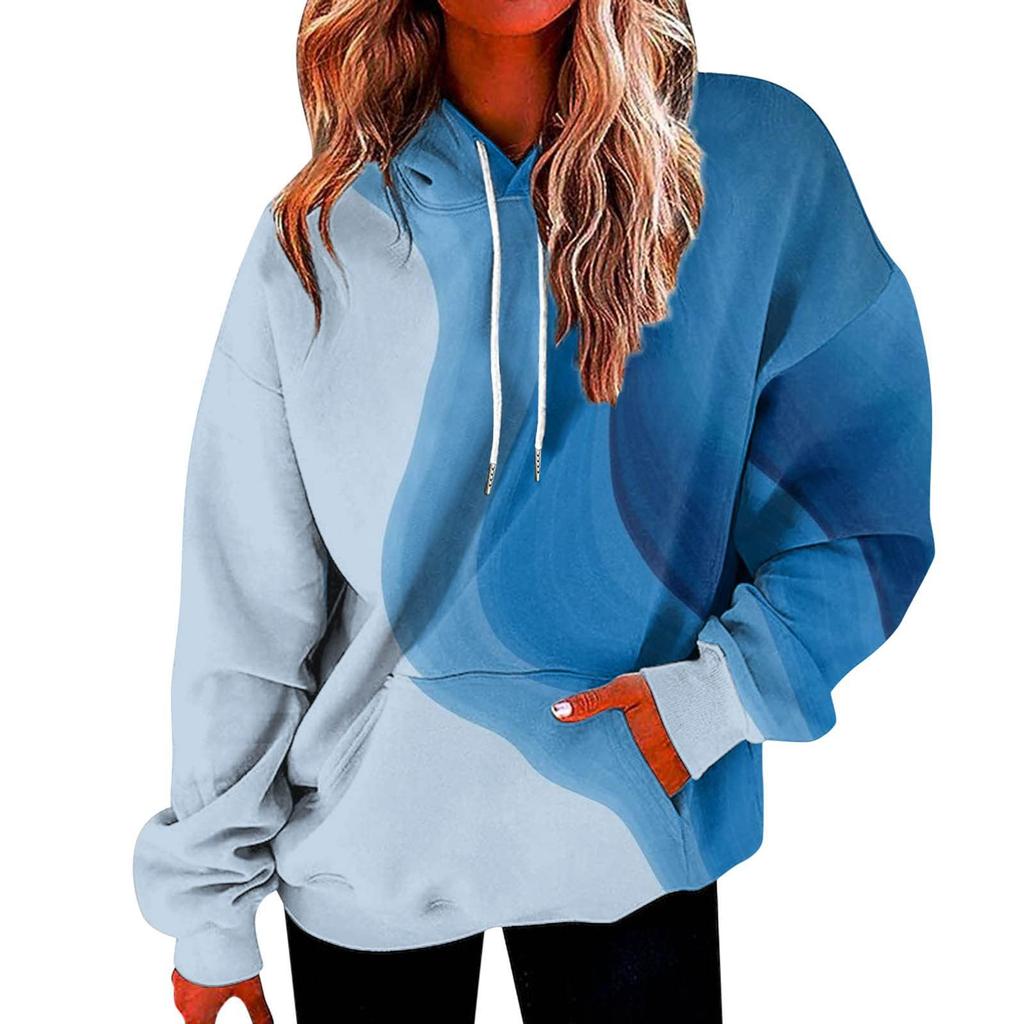 Женская модная толстовка с капюшоном с принтом цветов и градиентом, толстовки с длинными рукавами, осенне-зимняя футболка с капюшоном и круглым вырезом, женские толстовки с капюшоном, женские повседневные топы