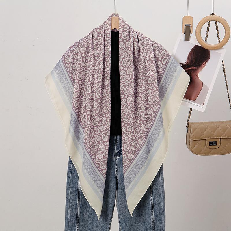 Малайзия Цветочный Принт 110 Квадратный Шарф Мусульманский Хиджаб Женщины Элегантные Шали Дамы Повседневный Головной Платок Тюрбан Косынка Оптовая Продажа