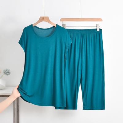 Летняя пижама женская модальная без рукавов тонкая с круглым вырезом пуловер пижамный комплект однотонный свободный домашний комплект