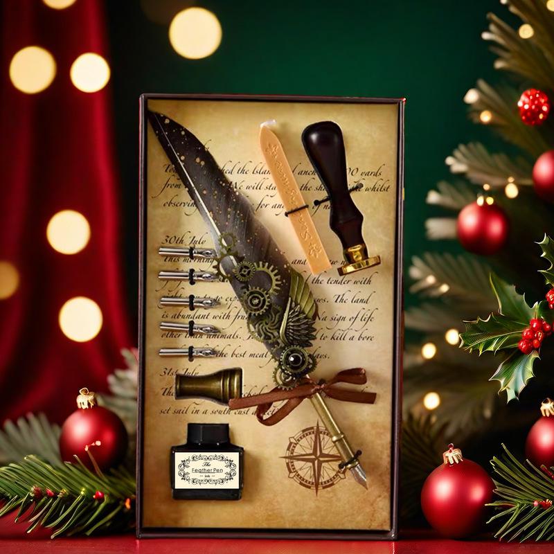 Набор перьевых ручек «Гарри Поттер» с золотым напылением - Ретро перо для письма с чернильницей в подарок