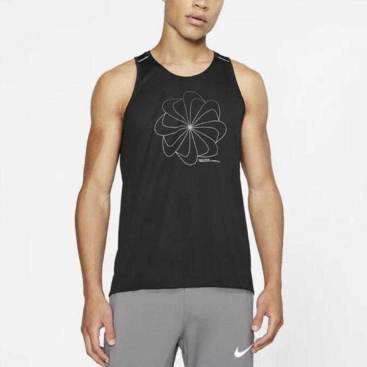 Nike Фитнес Быстросохнущий светоотражающий ночной беговой жилет без рукавов для мужчин, топы черного цвета AQ4938-010