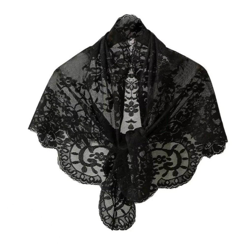 French Style Lace Triangle Scarf Vintage Wedding Headscarf All-match Crochet Head Scarf Party
