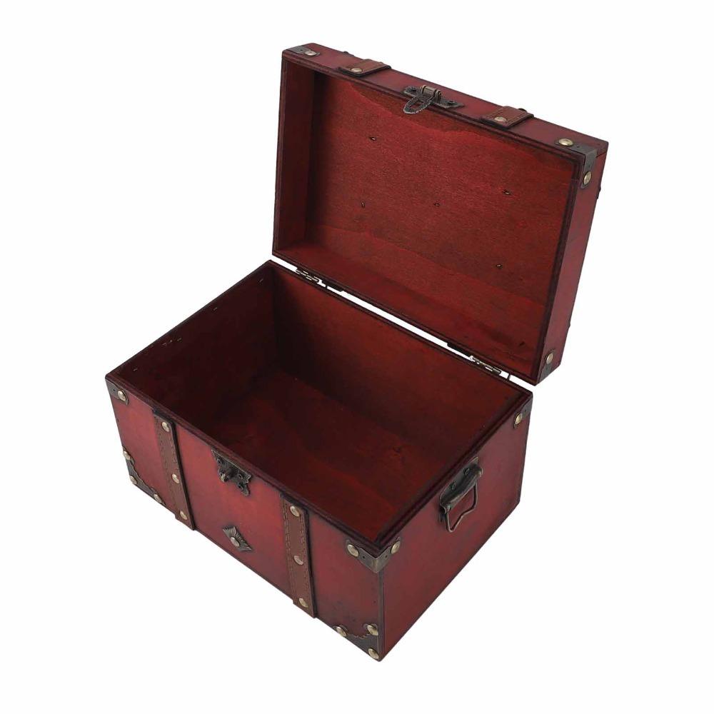 Large Decorative Treasure Chest Grey Wooden Jewelry Box Antique Storage Box Home Bedroom Decor