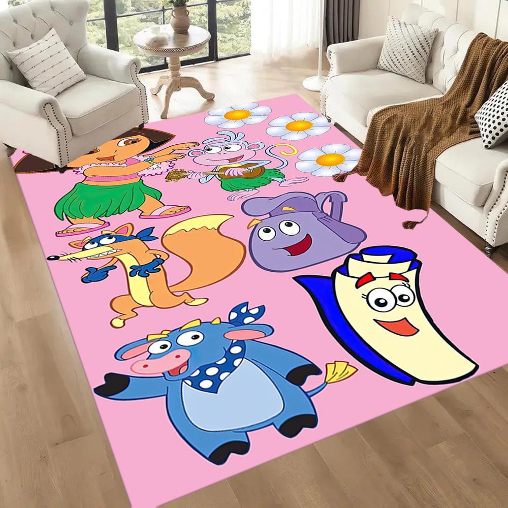 Dora Explorer Carpet Perfect for Entryway Playrooms Dining Room Foyer Anti-slip Rug Decorate Offices Birthday/Christmas Gift