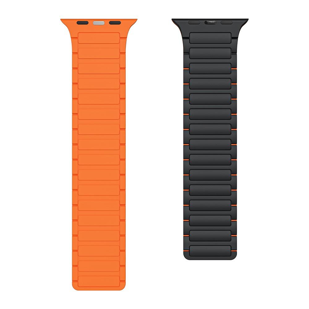 Silicone Band for Apple Watch 1/2/3/4/5/6/7/8/9/10/11/SE Ultra 1/2/3 42/44/45/46/49mm, Black/Orange
