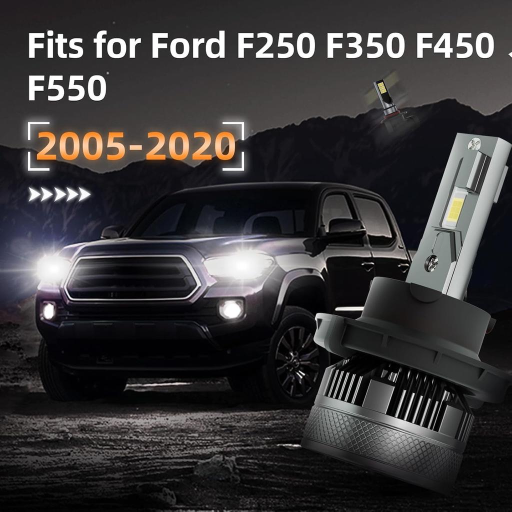AWALITED Fits For 2005- Ford F250 F350 F450 F550 High Low Beam Fog Lights Bulbs Combo, 6000K White Plug-And-Play Super Bright Light Bulbs, Pack Of 4
