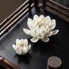 Handmade Ceramic Lotus Incense Burner - Zen Flower Ornament for Living Room Decor