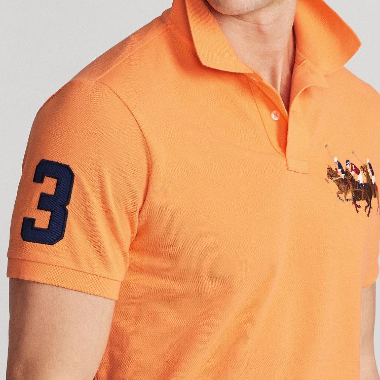 Polo Ralph Lauren Три пони вышитый свитер прямой крой рубашка поло с коротким рукавом мужские рубашки поло классика-розовый MNPOKNI1N821115-650