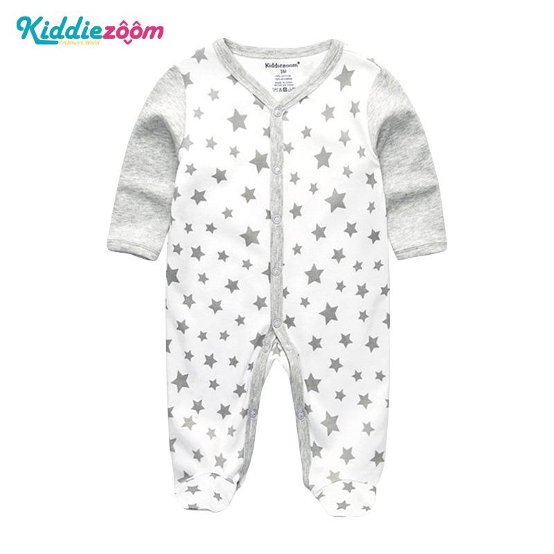 Boys Girls Cartoon Striped Print Home Romper Pajamas Newborn Infant Baby Clothing
