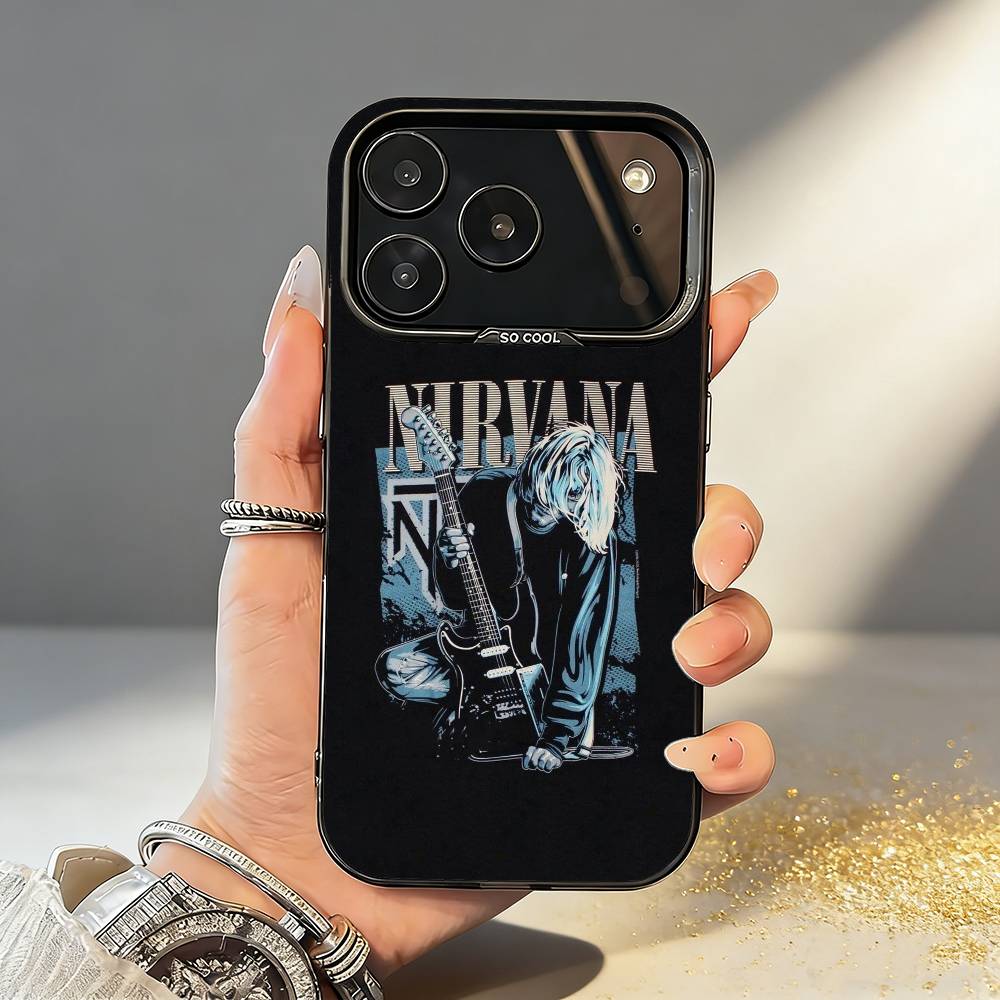 N-Nirvana Rock Band L-Lamentably Phone Case For iPhone17 16 15 14 13 12 Pro Max Grey Black Matte Laser Metallic Aurora Funda