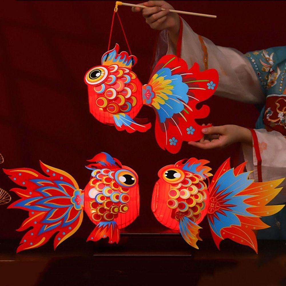 Paper Fish Middle Autumn Festival Lantern Handmade Handheld Lantern Cultural Events