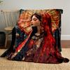 "Saintly Mosaic Art with Red Headscarf Design"Flannel Blanket for Bedroom, Living Room, Sofa, and Nap