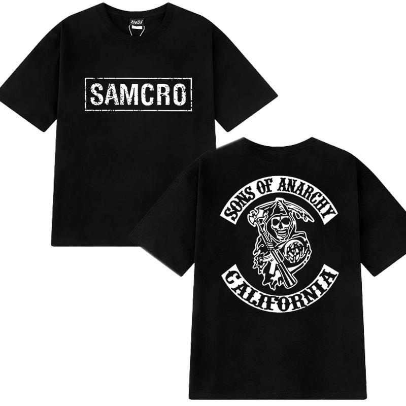 2025 Hip Hop Vintage T Shirt Men Women Sons of Anarchy SAMCRO Double Sided Print Short Sleeve T-shirts Unisex 100% Cotton Tops