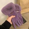 Зимние женские теплые перчатки с сенсорным экраном, утолщенные, плюшевые, замшевые, модные, индивидуальные, элегантные, для езды на велосипеде