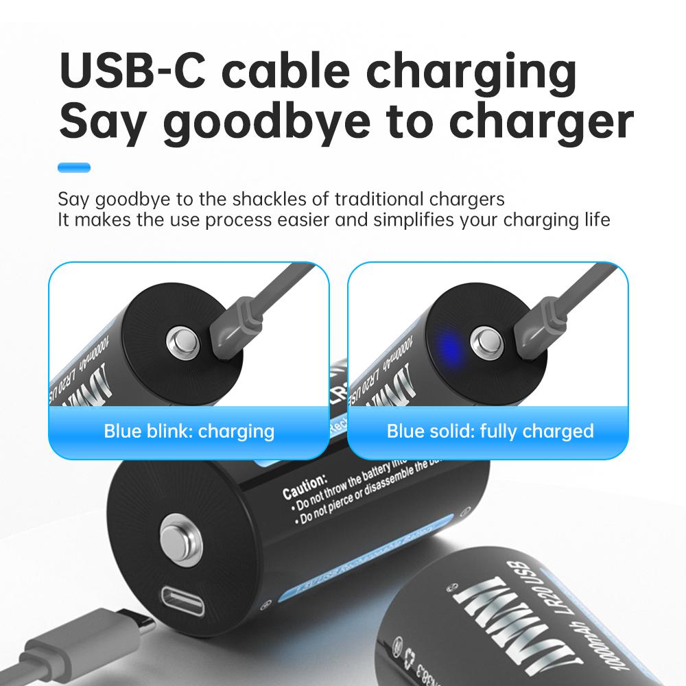10000 мАч 1,5 В батарея размера D тип - C USB перезаряжаемая литий-ионная Lipo LR20 газовая печь бойлер водонагреватель