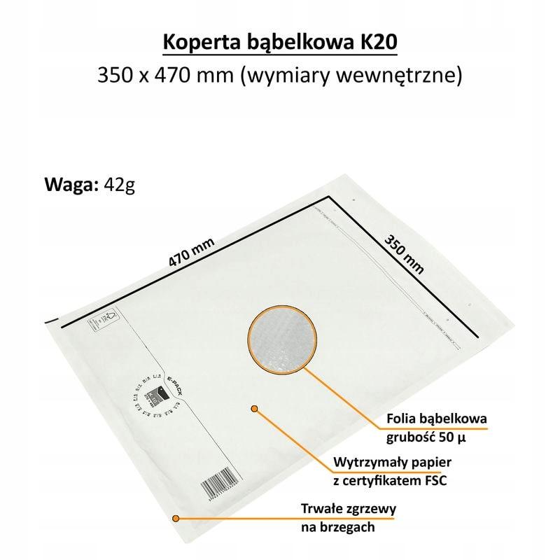 Bubble envelope K20 WHITE E-PACK x10pcs