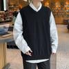 Мужской свитер с V-образным вырезом осенне-зимний корейская версия модный свободный вязаный жилет-свитер осень ins гонконгский стиль японский безрукавка