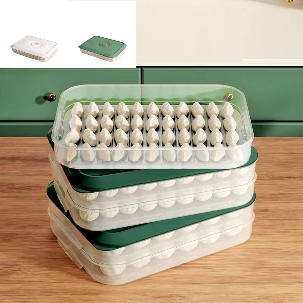 Large Capacity Dumpling Storage Container Multi-Layer Food Freezer Box Stackable Sealed Fresh-Keeping Wonton Organizer for Home Refrigerator